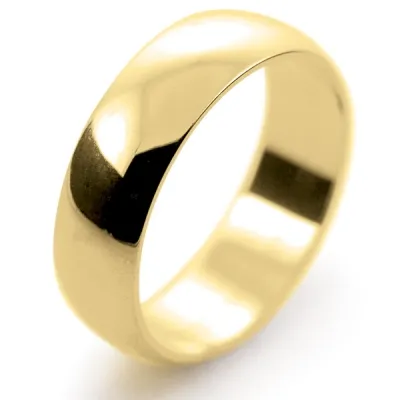D Shape Light - 6mm (DSSL6Y) Yellow Gold Wedding Ring